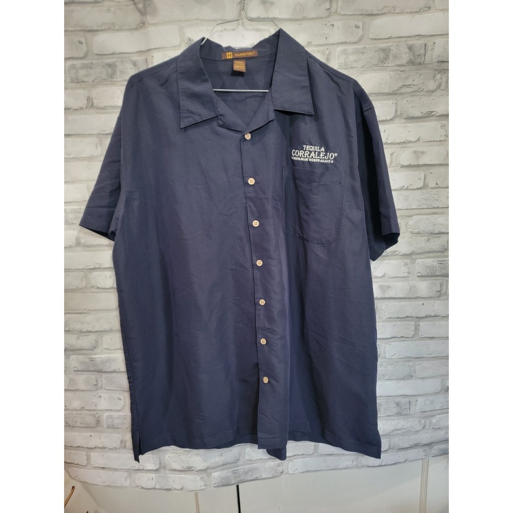 Harrington 2XL‎ Navy Blue Embroiered Tequila Corralejo Weber Agave Bowling Shirt